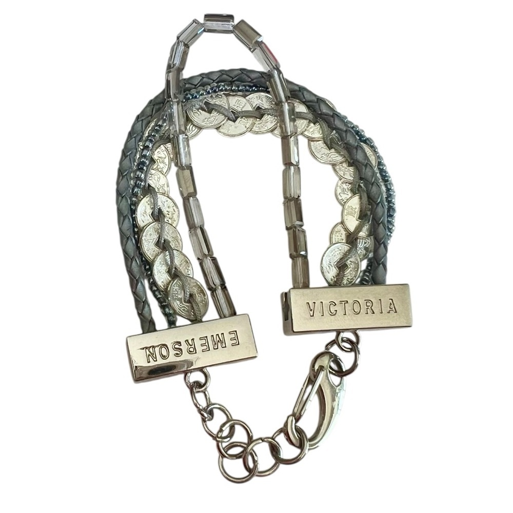 Victoria Emerson Attica Silvertone Beaded Multi Strand Wrap Bracelet
